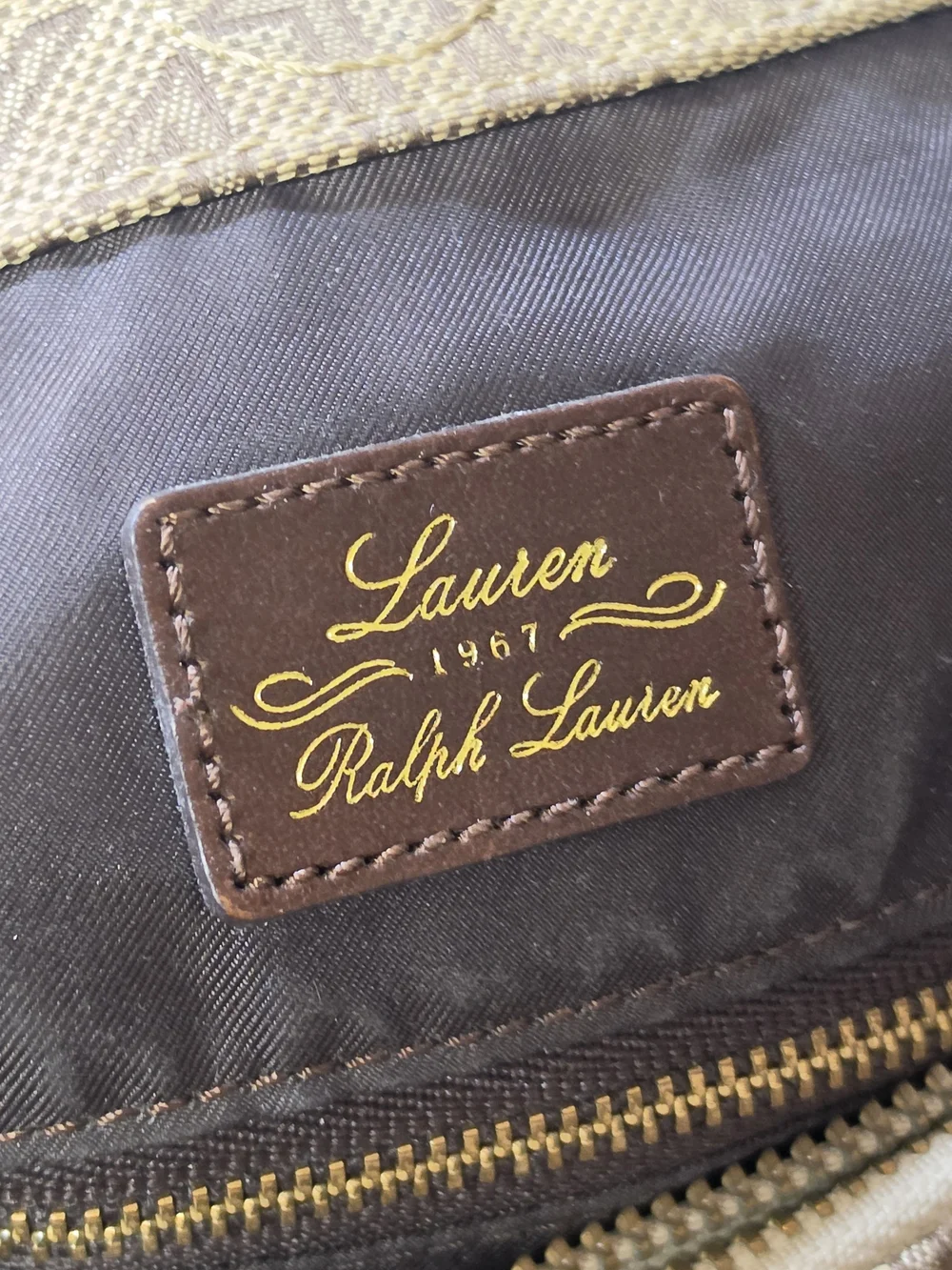 Vintage Lauren Ralph Lauren Monogram Jacquard Hobo Shoulder Bag - Very Good